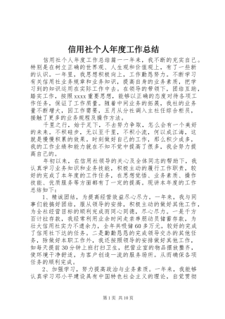 信用社个人年度工作总结