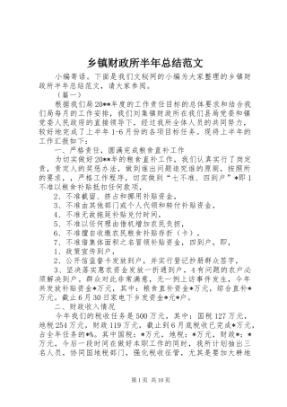 乡镇财政所半年总结范文
