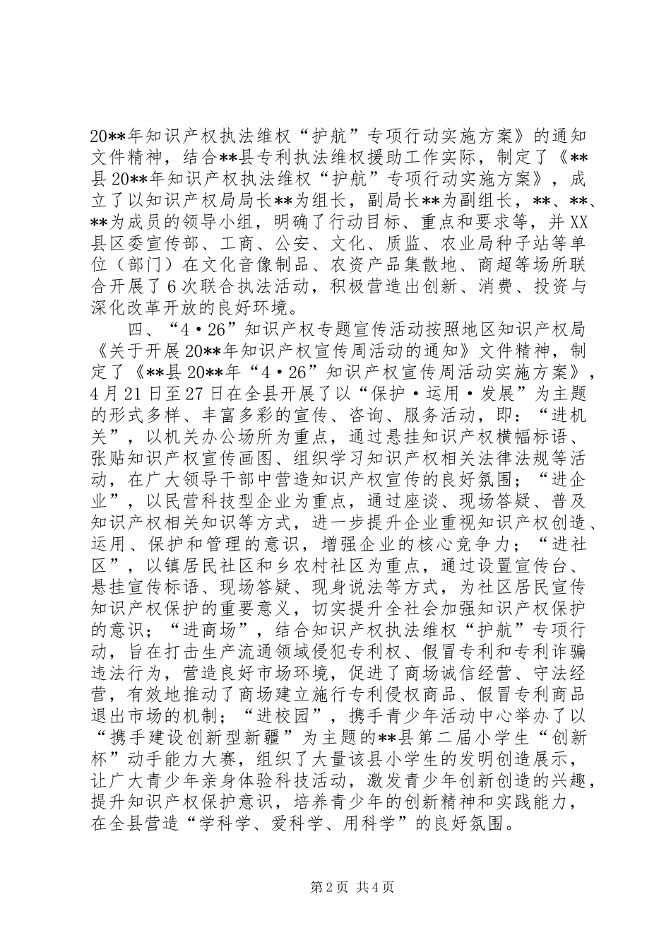 XX年知识产权局工作总结 (3)_第2页