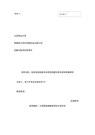 科研立项计划书