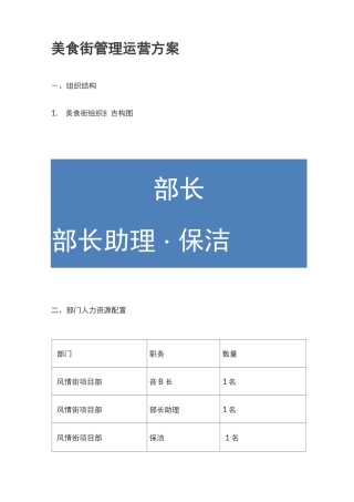 美食街管理方案计划运营方案