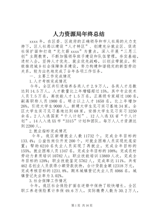 人力资源局年终总结