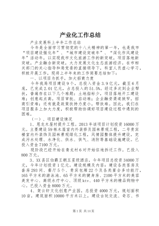 产业化工作总结