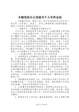 乡镇党政办公室秘书个人年终总结 (3)
