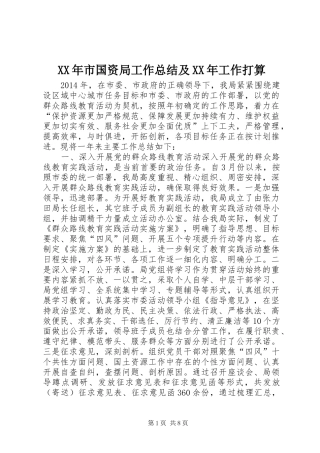 XX年市国资局工作总结及XX年工作打算