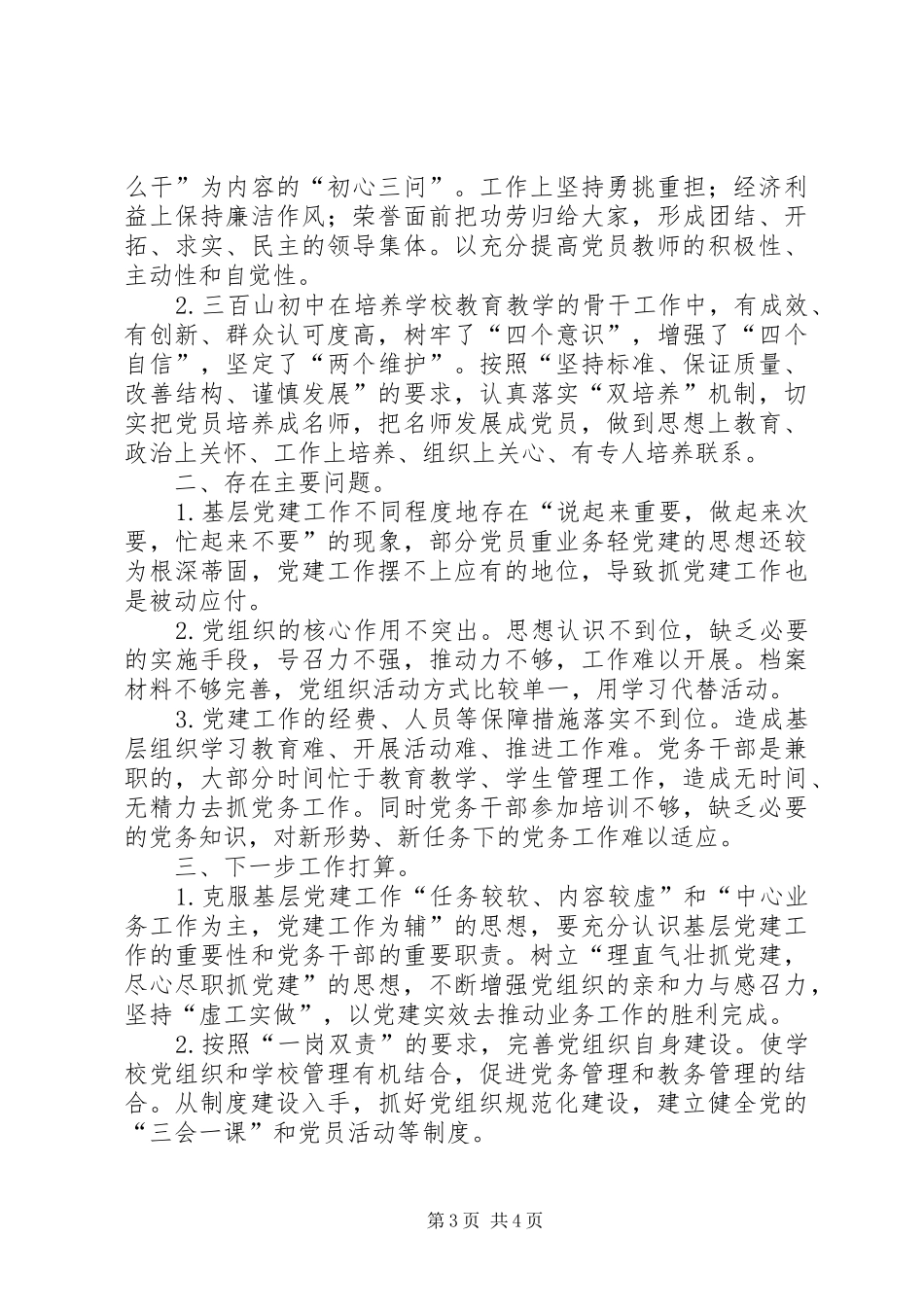 三百山初中党建工作总结_第3页