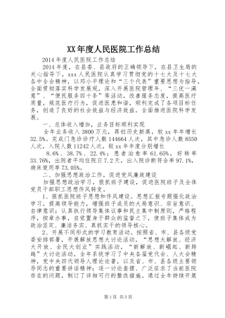 XX年度人民医院工作总结 (3)