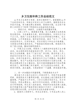 乡卫生院年终工作总结范文