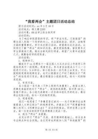 “我看两会”主题团日活动总结