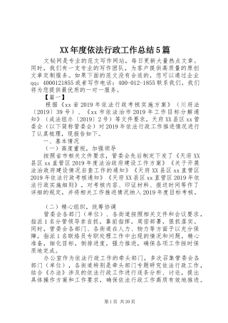 XX年度依法行政工作总结5篇