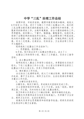 中学“三乱”治理工作总结