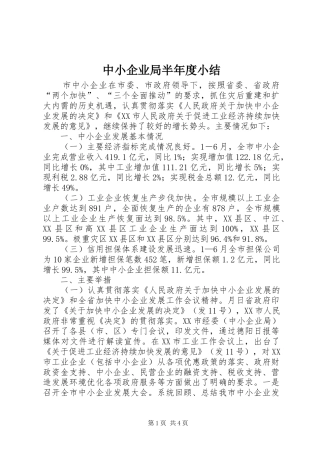 中小企业局半年度小结