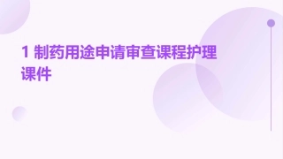1制药用途申请审查课程护理课件