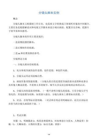 分镜头脚本脚本实例