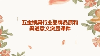 五金锁具行业品牌品质和渠道意义突显课件