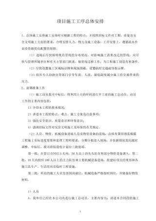 项目施工工序总体安排