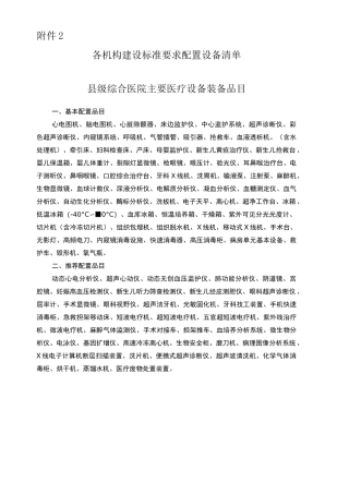 各机构建设标准要求配置设备清单简介