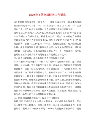 2024年X供电局财务工作要点 