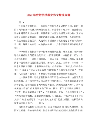 20xx年致敬抗洪救灾作文精选多篇 