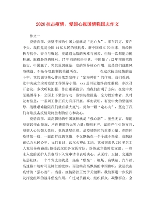 2024抗击疫情，爱国心报国情强国志作文 