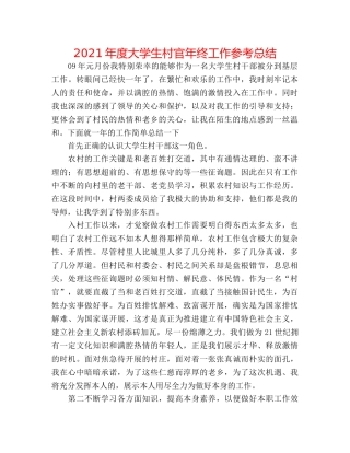 2024年度大学生村官年终工作参考总结 