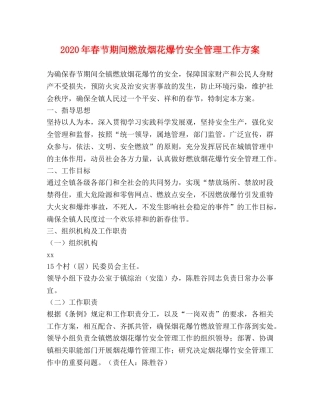 2024年春节期间燃放烟花爆竹安全管理工作方案 