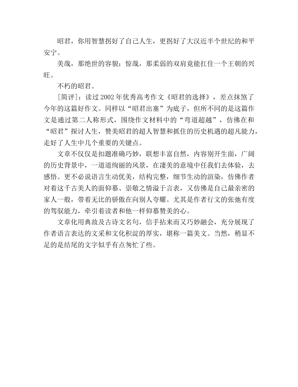 2024年安徽高考满分作文不朽的昭君 _第2页