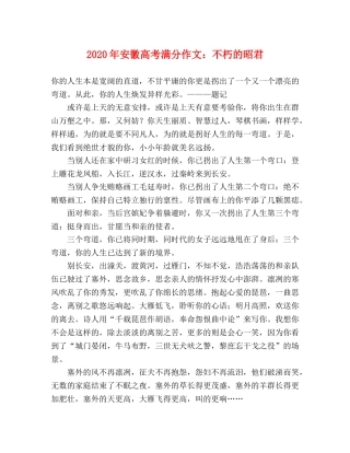 2024年安徽高考满分作文不朽的昭君 