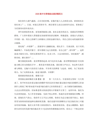 2024高中生青春励志演讲稿范文 