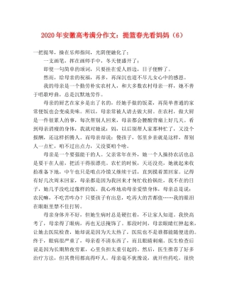 2024年安徽高考满分作文提篮春光看妈妈（6） 