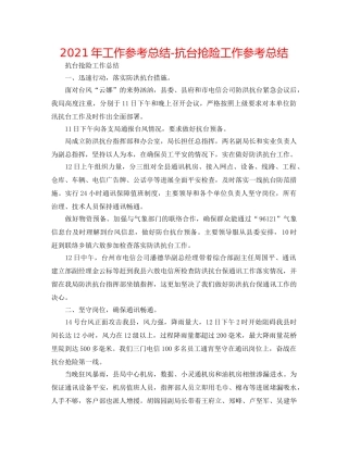 2024年工作参考总结-抗台抢险工作参考总结 