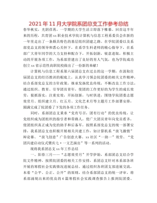 2024年11月大学院系团总支工作参考总结 