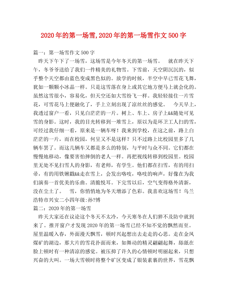 2024年的第一场雪,2024年的第一场雪作文500字 _第1页