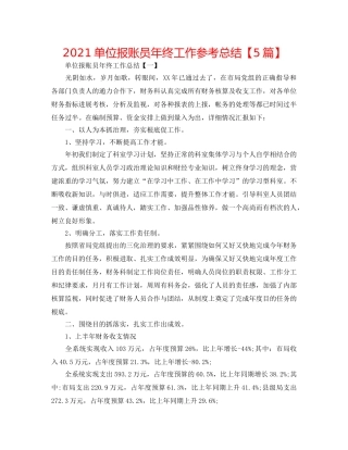 2024单位报账员年终工作参考总结【5篇】 