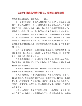 2024年福建高考满分作文浸泡过的陈山楂 