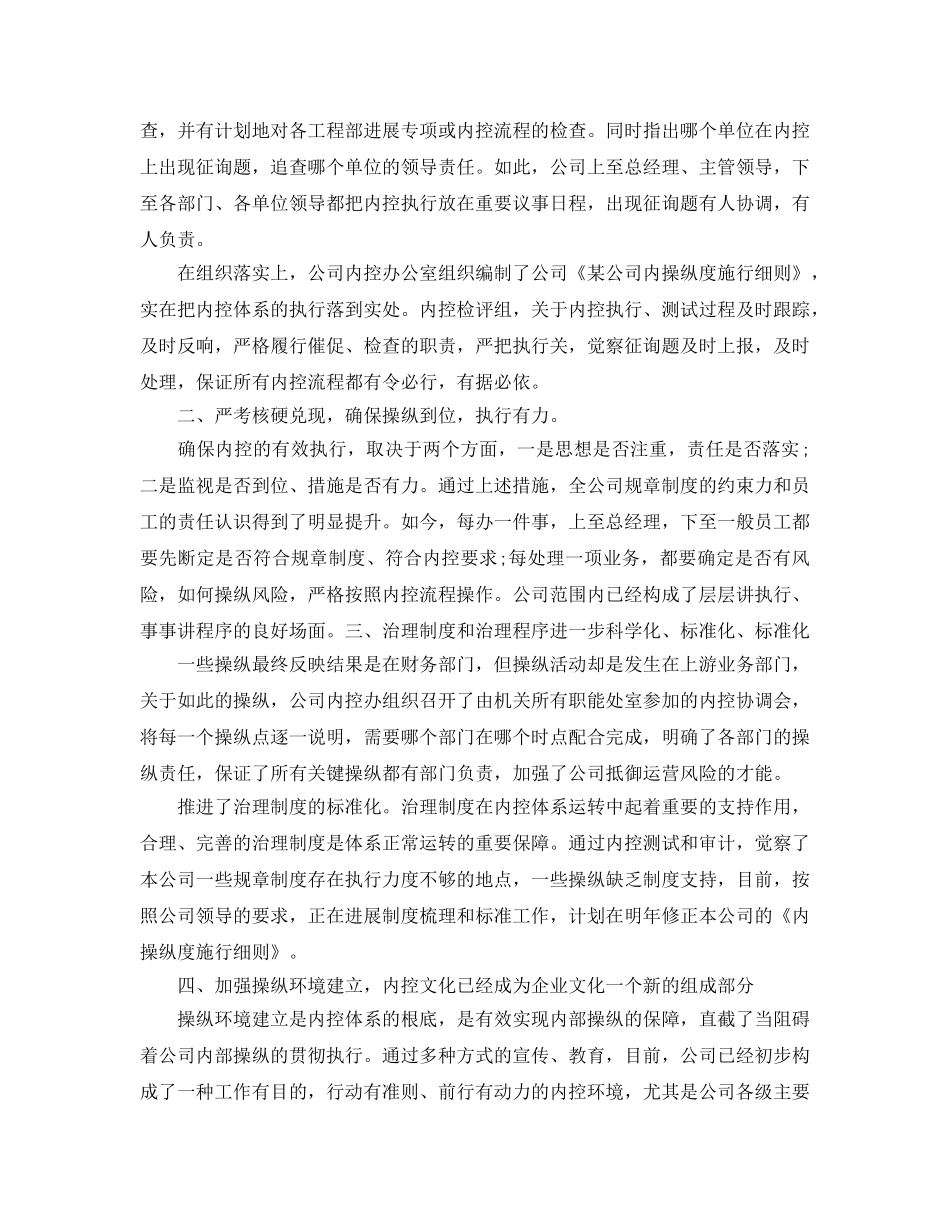 2024年工作参考总结-公司内部控制工作参考总结 _第2页