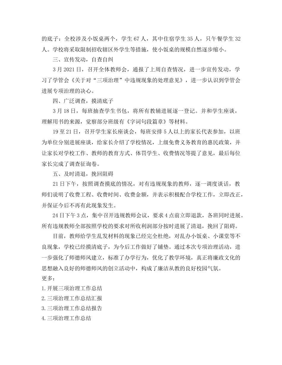 2024年工作参考总结-关于三项治理工作的参考总结汇报 _第3页