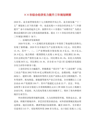 ××市综合经济实力提升三年规划纲要 