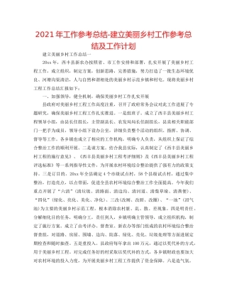 2024年工作参考总结-建设美丽乡村工作参考总结及工作打算 