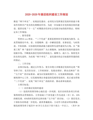 2024-2024年基层组织建设工作规划 