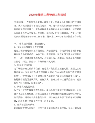 2024年堤防工程管理工作规划 