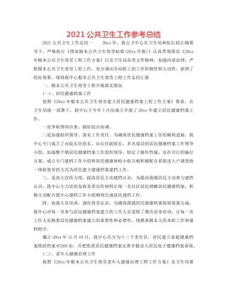 2024公共卫生工作参考总结 