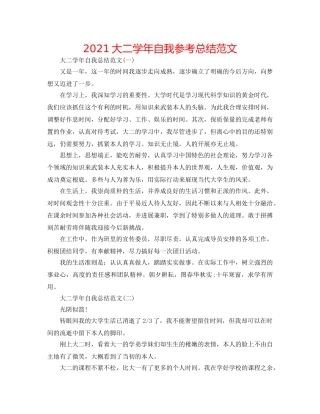 2024大二学年自我参考总结范文 