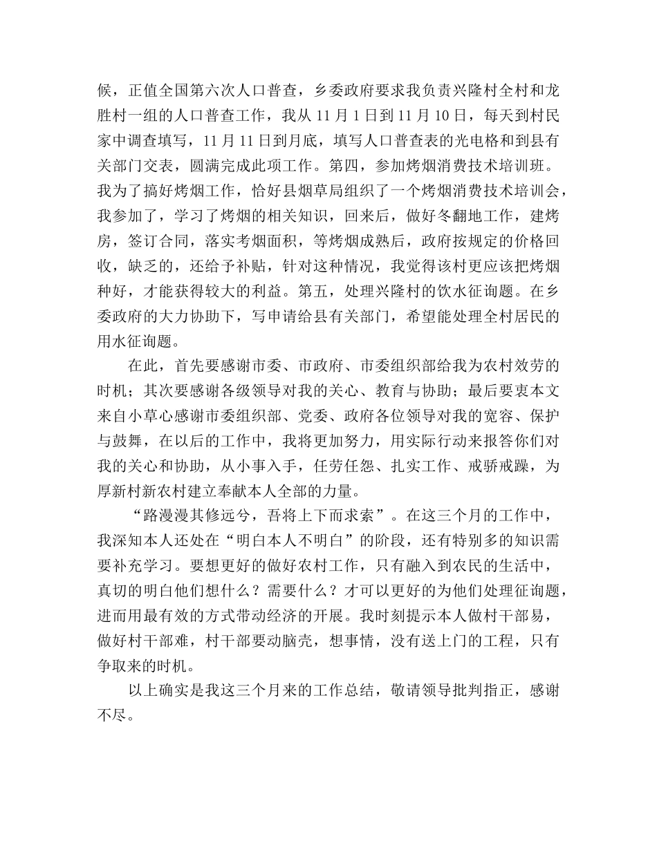 2024年度大学生村官个人工作参考总结范文 _第3页
