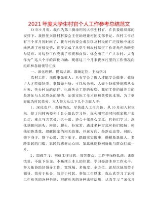 2024年度大学生村官个人工作参考总结范文 