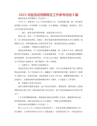 2024化验员试用期转正工作参考总结5篇 