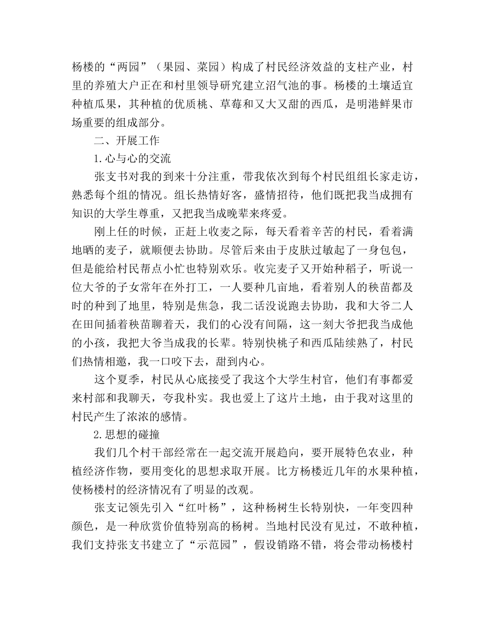 2024大学生村官工作参考总结（通用） _第2页