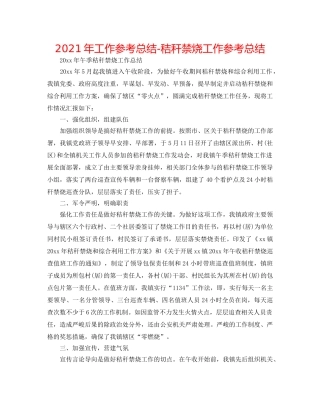 2024年工作参考总结-秸秆禁烧工作参考总结 