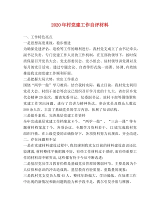 2024年村党建工作自评材料 