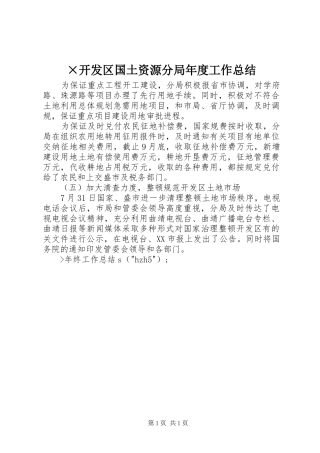 ×开发区国土资源分局年度工作总结